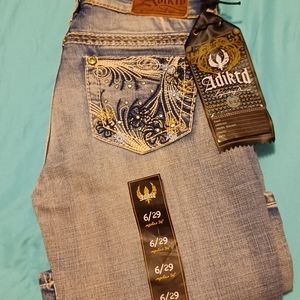 Adiktd Embroidered and Crystal Pocket Jeans Size 6/29
